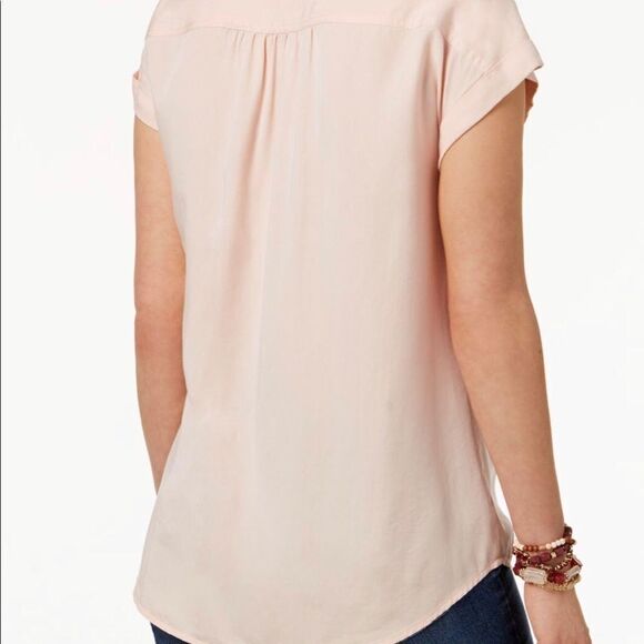 Style & Co Pleated Cuffed-sleeve crushes petal top - Picture 2 of 7
